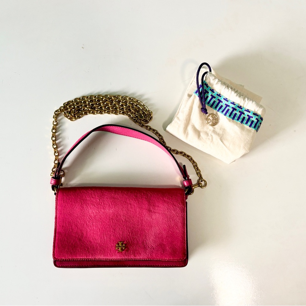 Tory Burch chain wallet clutch - hot pink
